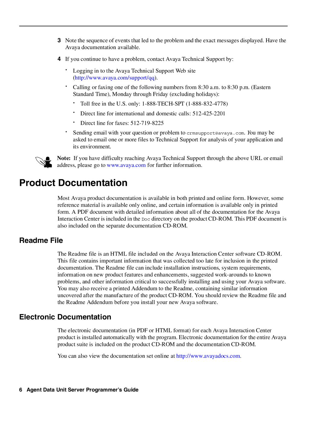 Avaya DXX-1015-01 manual Product Documentation, Readme File, Electronic Documentation 