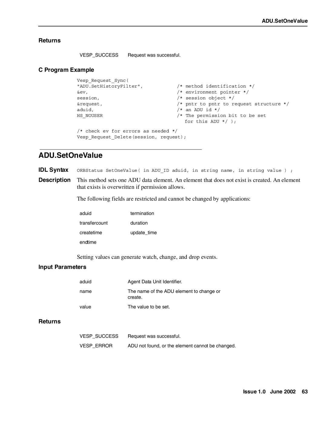 Avaya DXX-1015-01 manual ADU.SetOneValue 