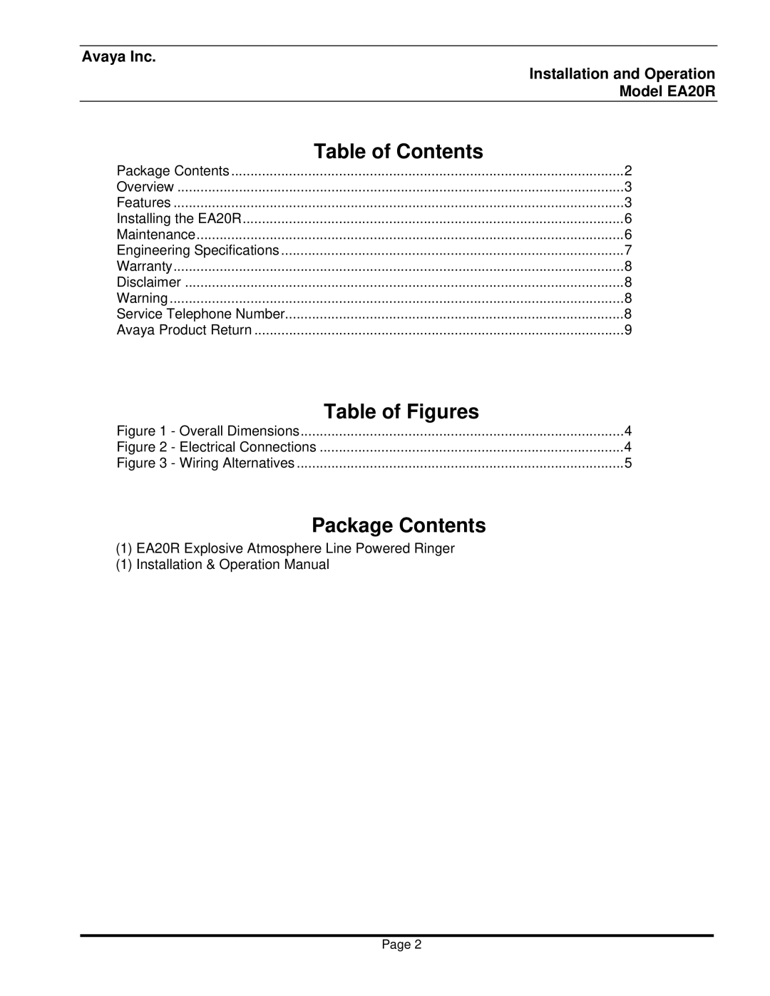 Avaya EA20R manual Table of Figures 