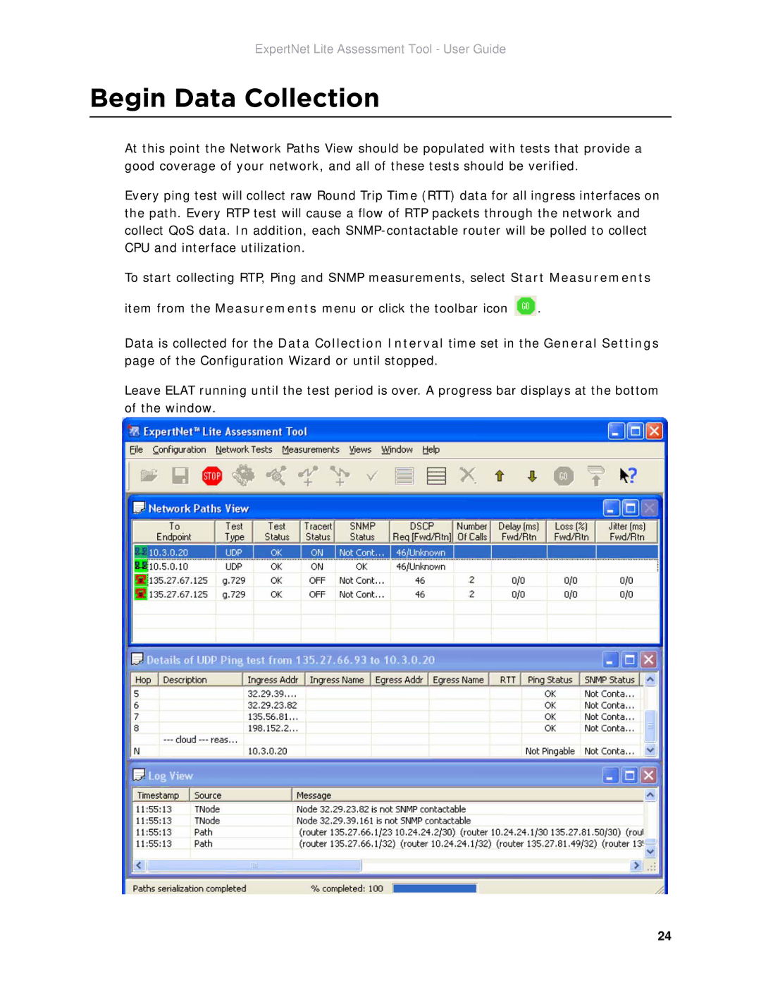 Avaya ELAT manual Begin Data Collection 