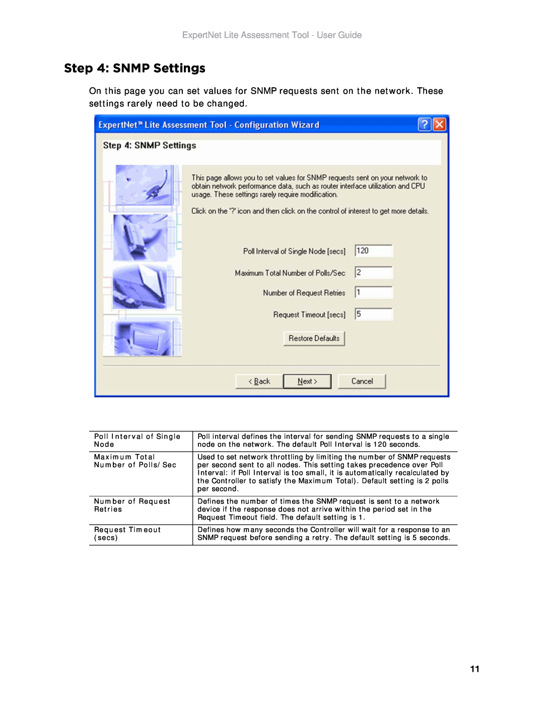 Avaya ELAT manual SNMP Settings, ExpertNet Lite Assessment Tool - User Guide 