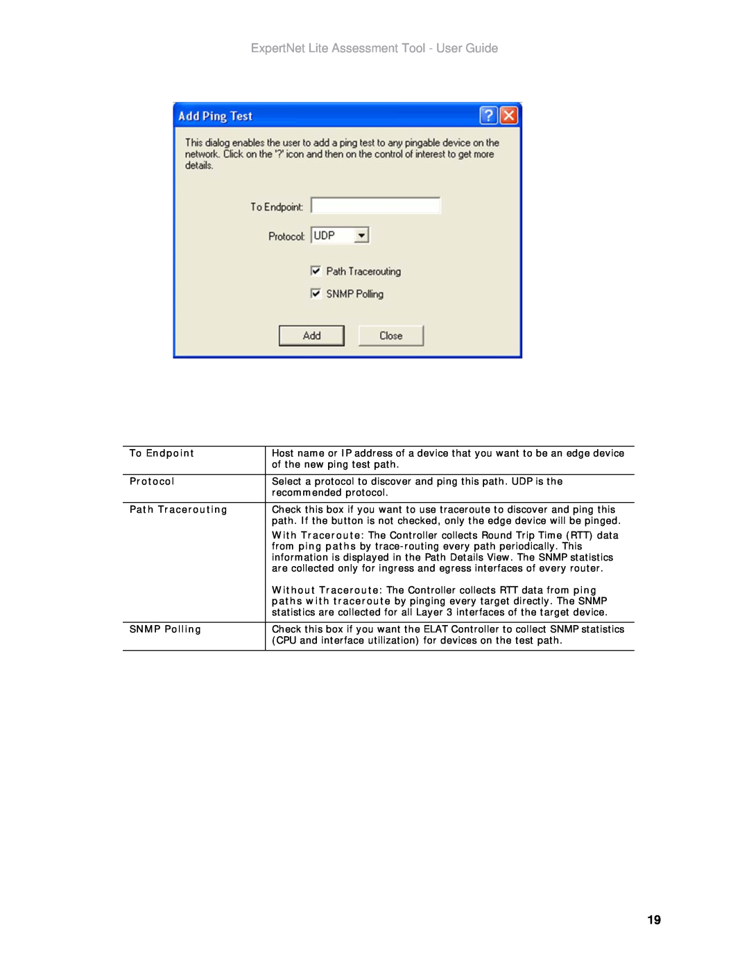 Avaya ELAT manual ExpertNet Lite Assessment Tool - User Guide, of the new ping test path 