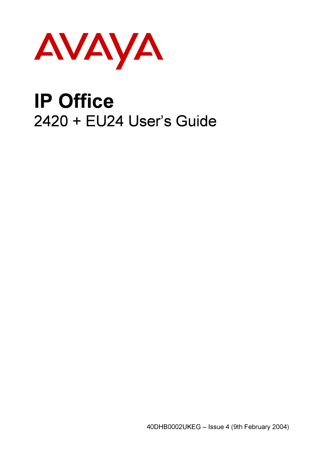 Avaya manual IP Office, 2420 + EU24 User’s Guide 