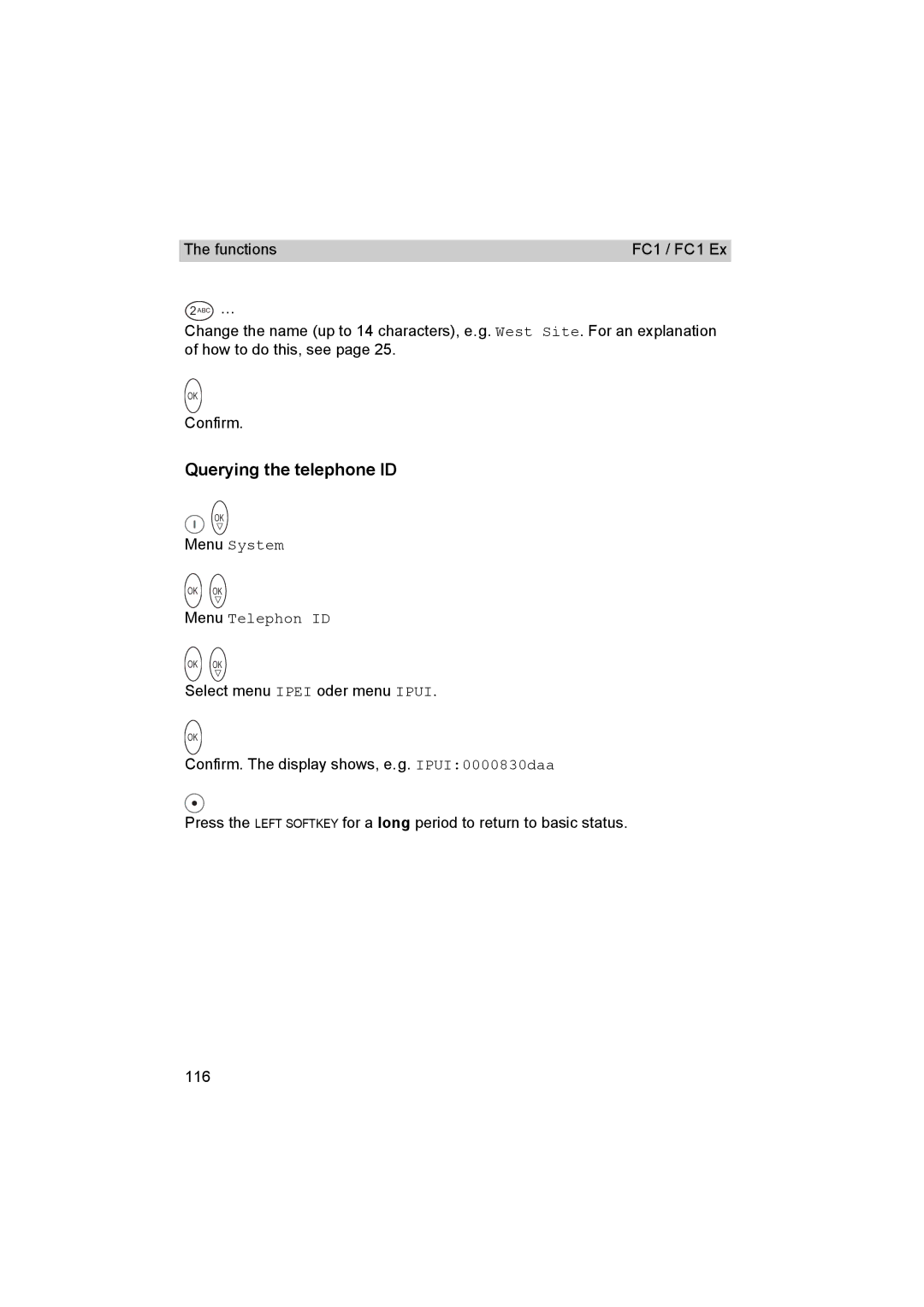 Avaya FC1 manual Querying the telephone ID, Menu Telephon ID 