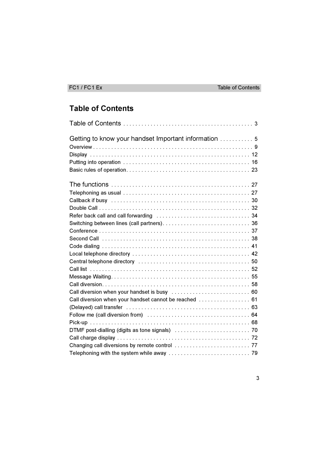 Avaya FC1 manual Table of Contents 