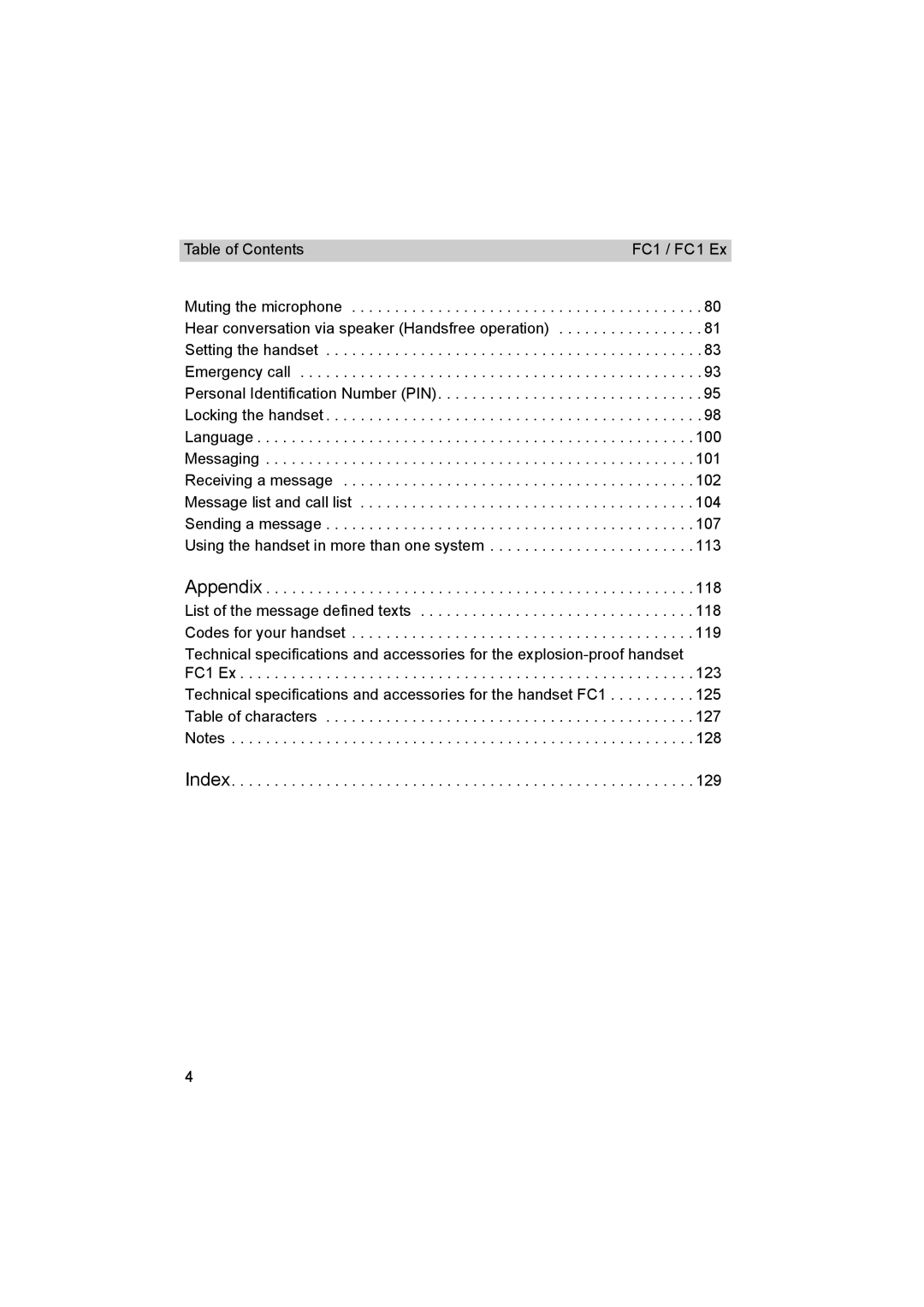 Avaya FC1 manual Index 