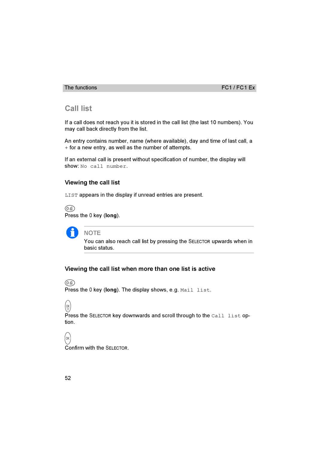 Avaya FC1 manual Call list, Viewing the call list when more than one list is active 