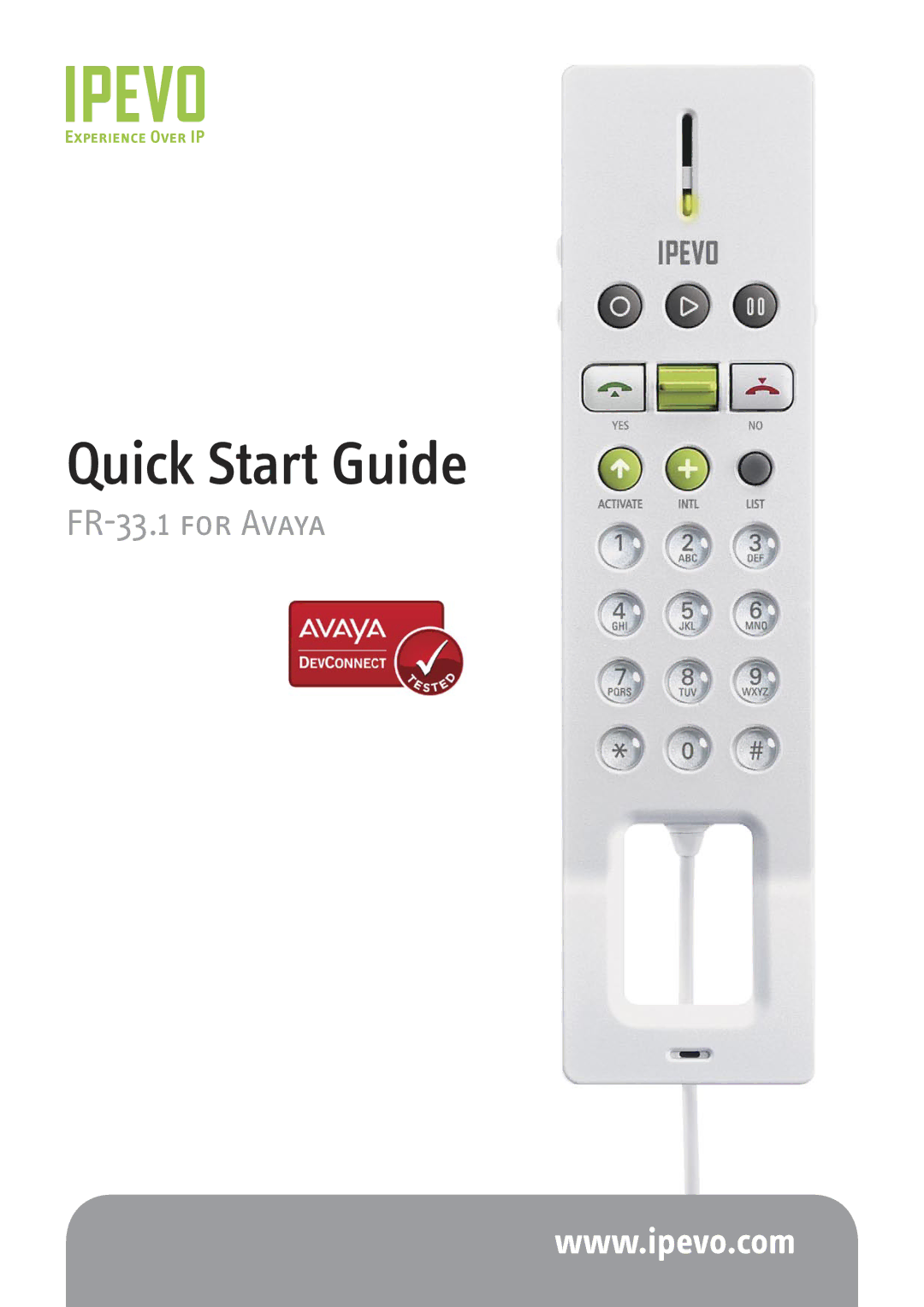 Avaya FR-33.1 quick start Quick Start Guide 