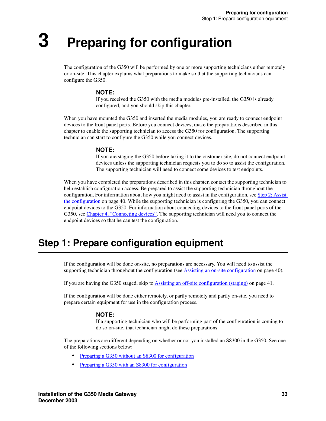 Avaya G350 manual Preparing for configuration, Prepare configuration equipment 