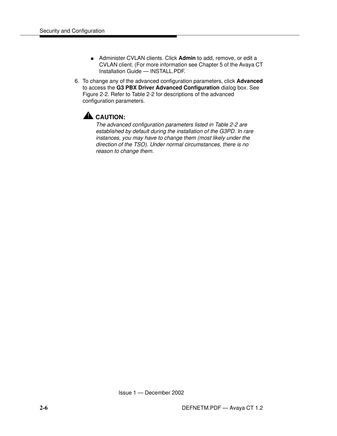 Avaya G3PBX manual Issue 1 December 