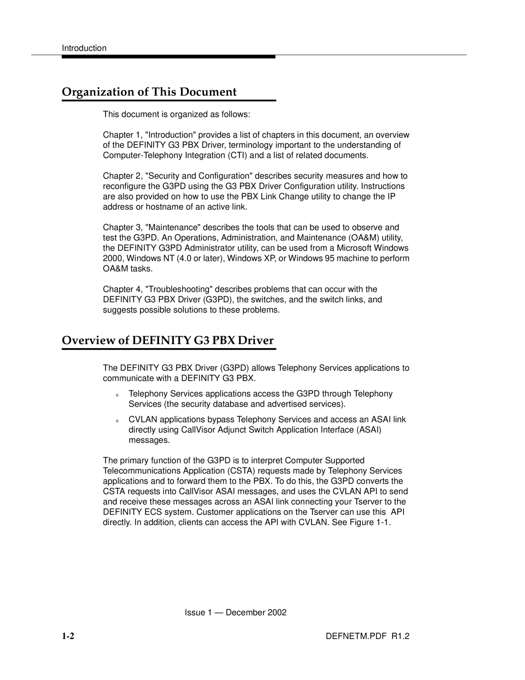 Avaya G3PBX manual Organization of This Document, Overview of Definity G3 PBX Driver 