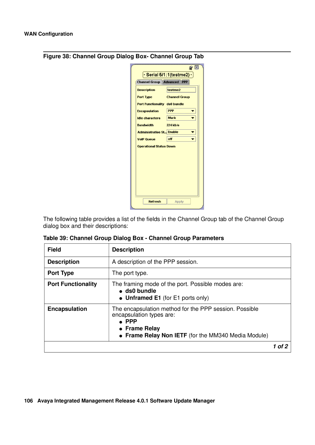 Avaya G450, G250 manual Channel Group Dialog Box- Channel Group Tab 