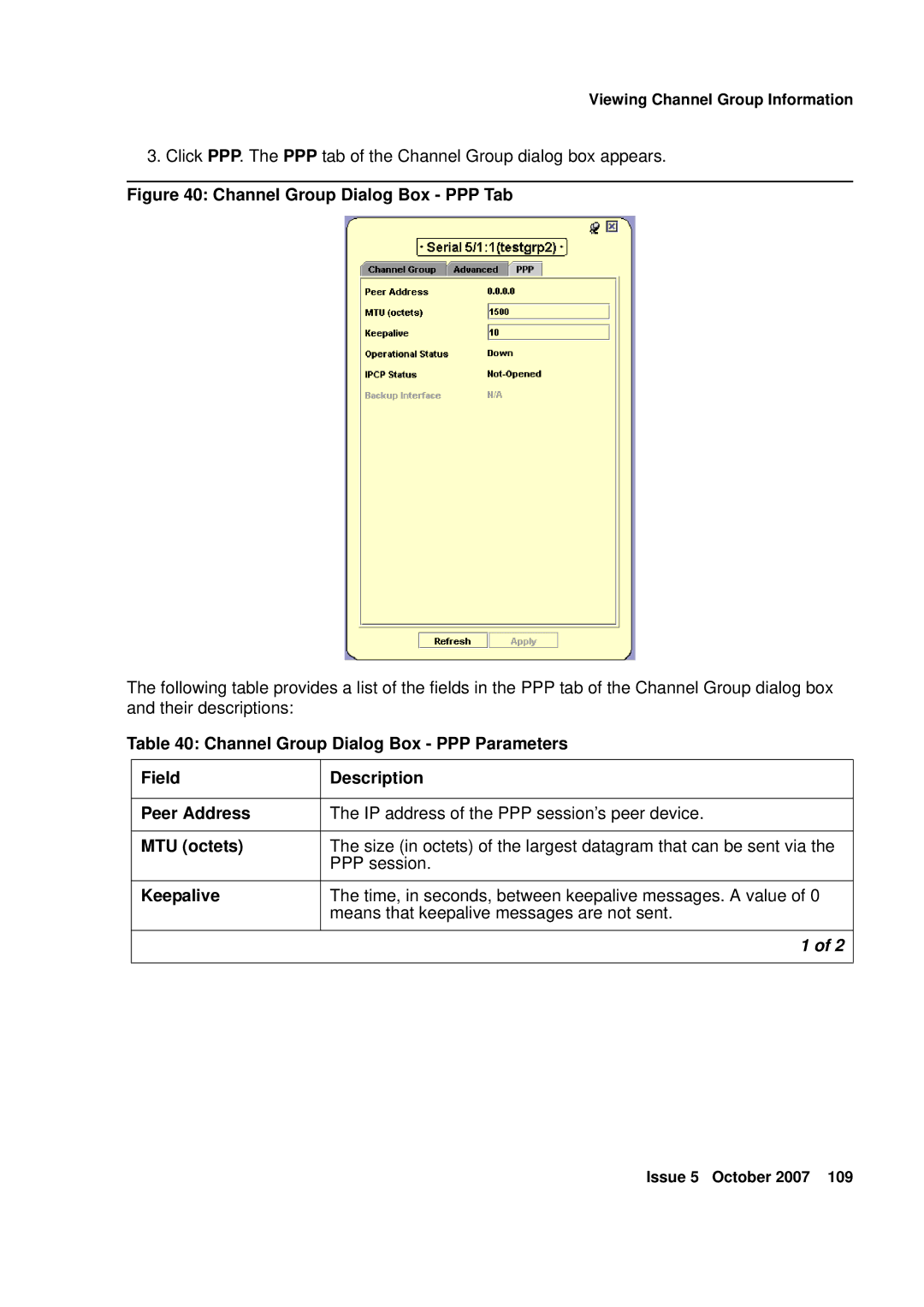 Avaya G250, G450 manual Channel Group Dialog Box PPP Tab 