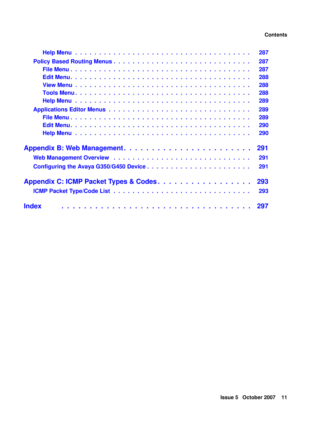 Avaya G250, G450 manual Appendix B Web Management 291 