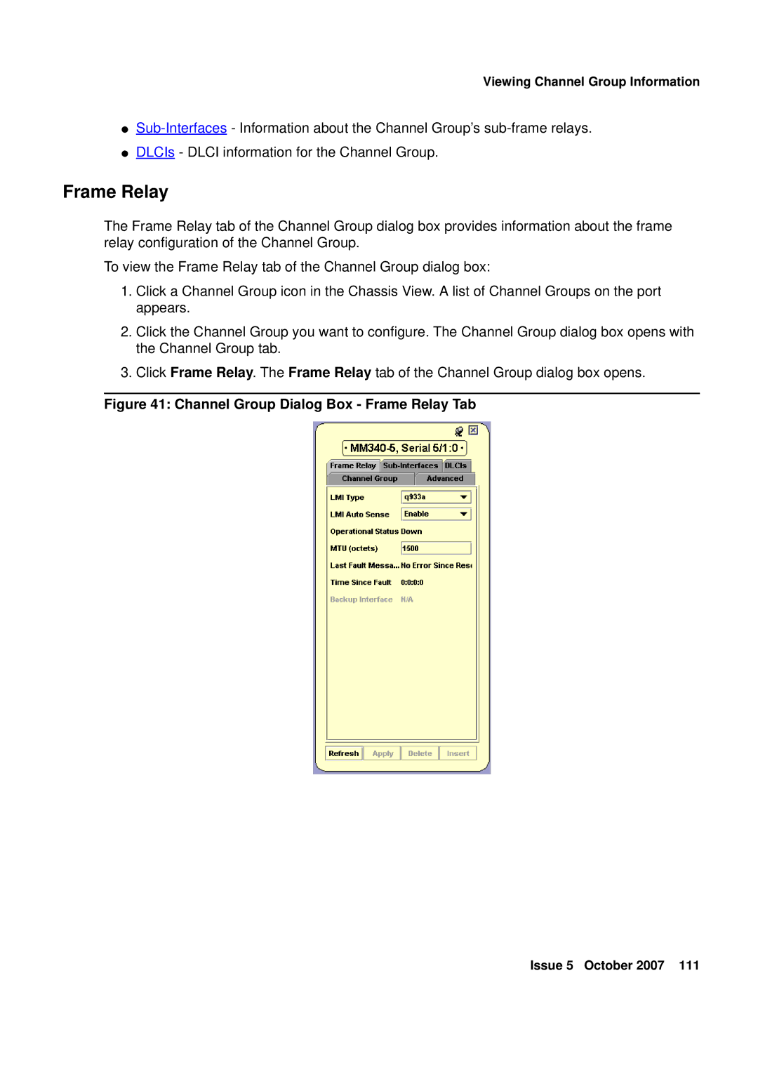 Avaya G250, G450 manual Channel Group Dialog Box Frame Relay Tab 