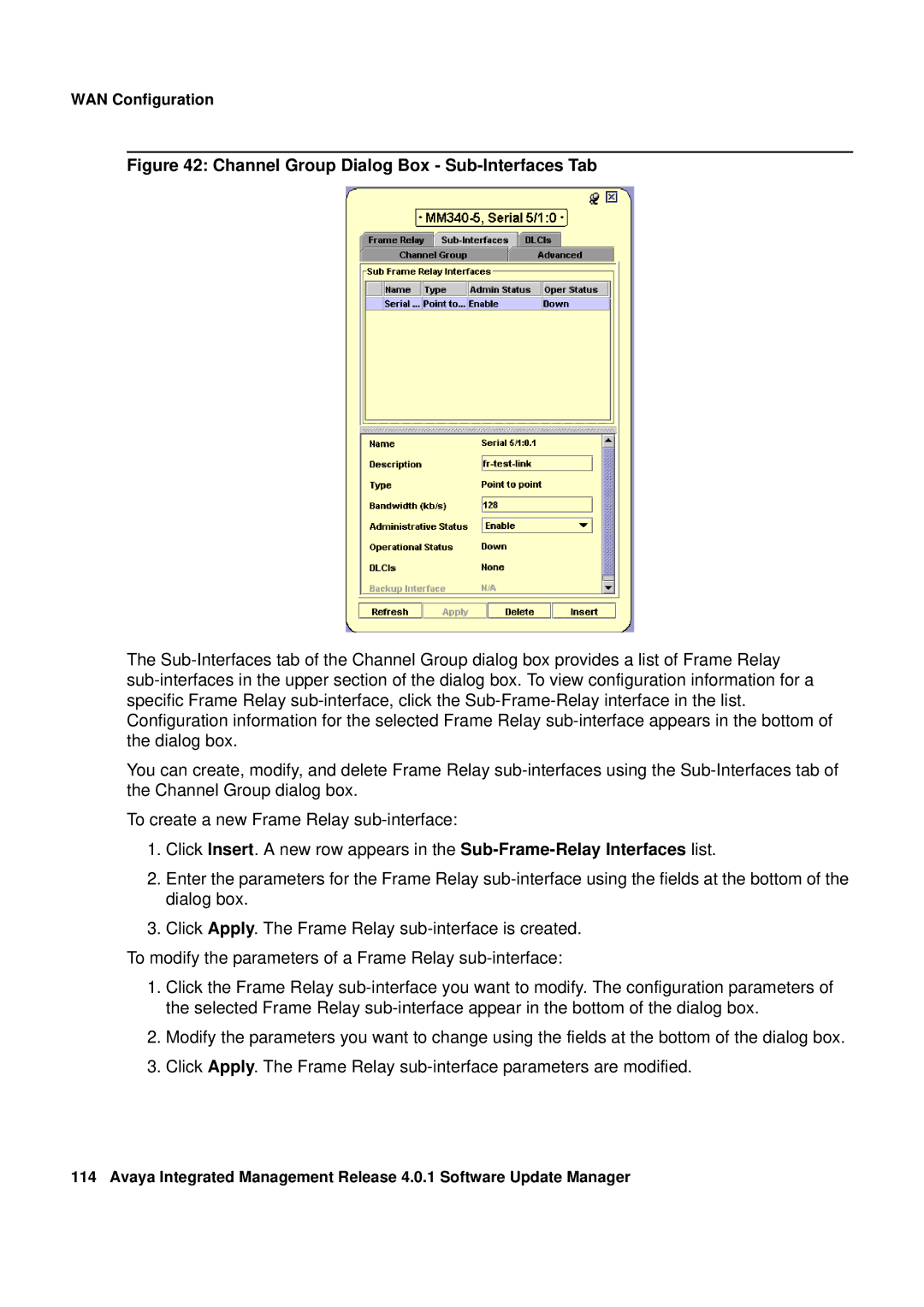 Avaya G450, G250 manual Channel Group Dialog Box Sub-Interfaces Tab 