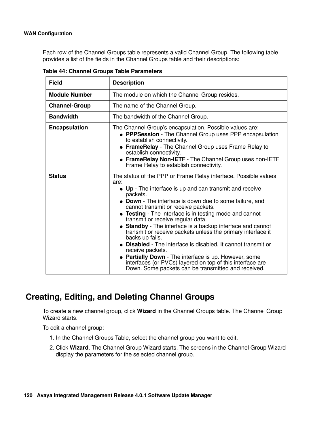 Avaya G450, G250 manual Creating, Editing, and Deleting Channel Groups, Channel-Group 