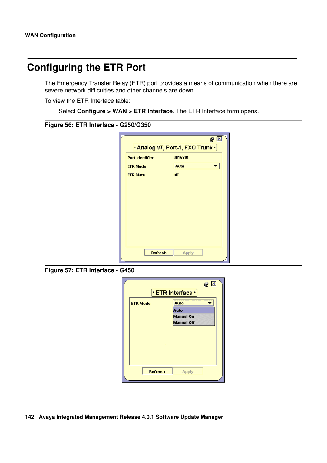 Avaya G450 manual Configuring the ETR Port, ETR Interface G250/G350 