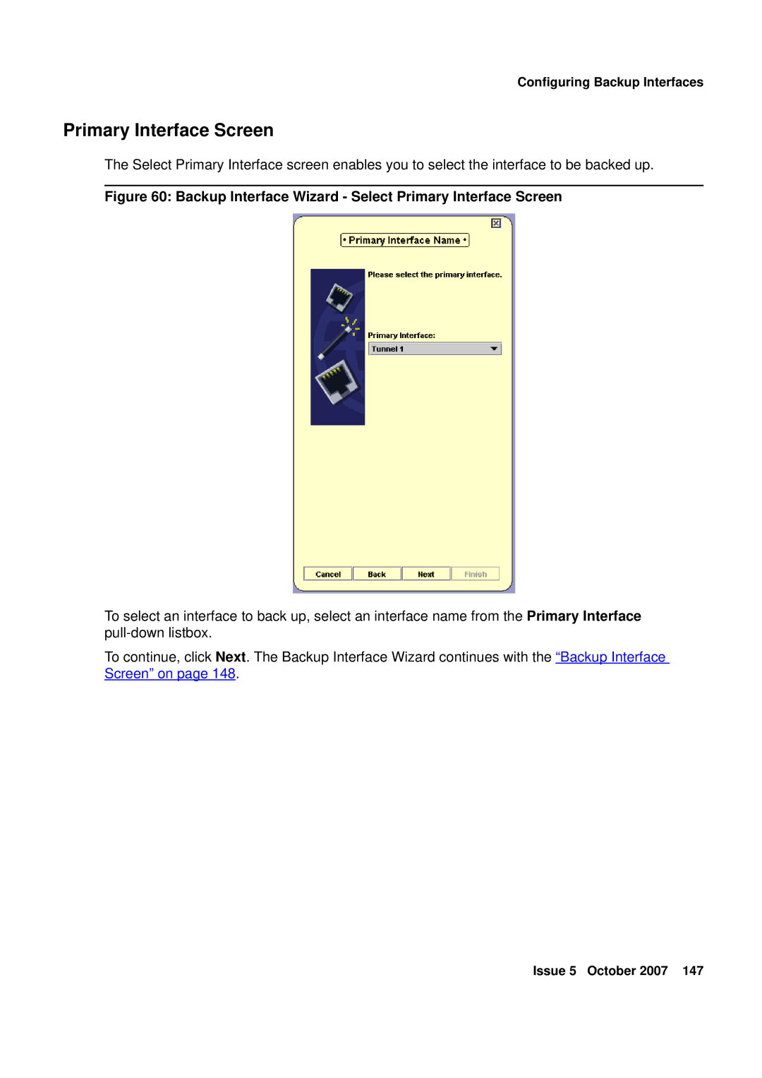 Avaya G250, G450 manual Backup Interface Wizard Select Primary Interface Screen 