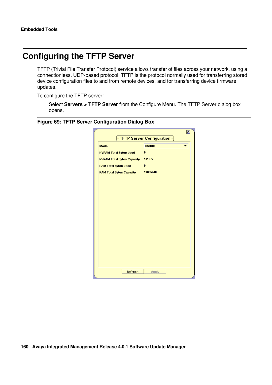 Avaya G450, G250 manual Configuring the Tftp Server, Tftp Server Configuration Dialog Box 