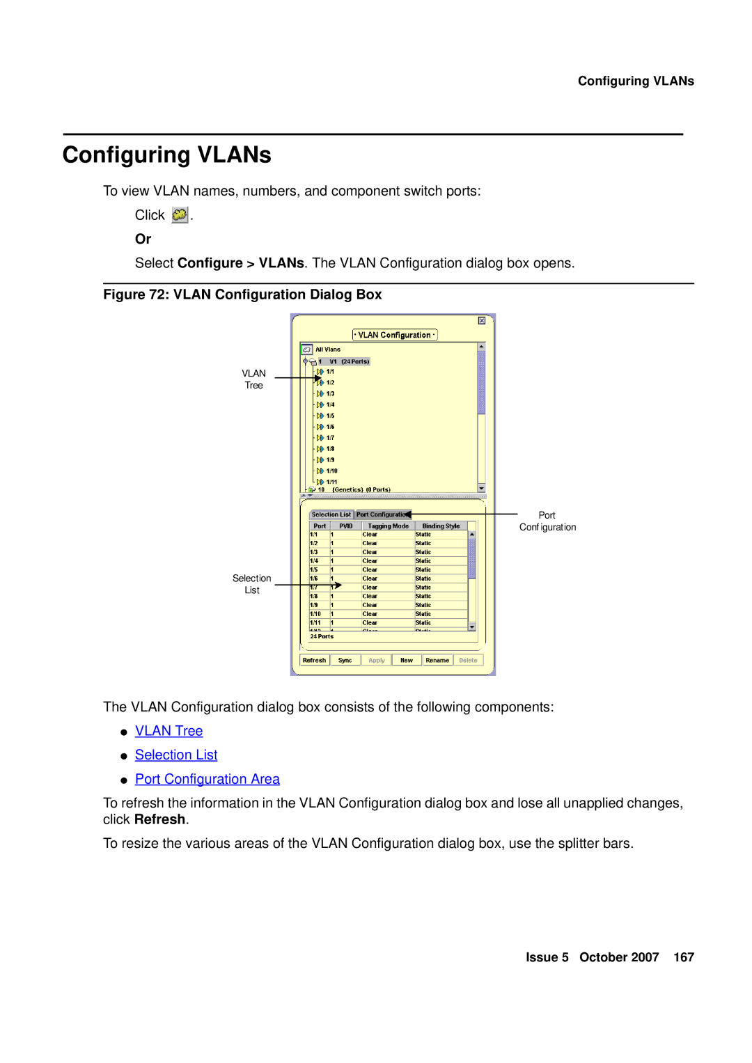 Avaya G250, G450 manual Configuring VLANs, Vlan Configuration Dialog Box 