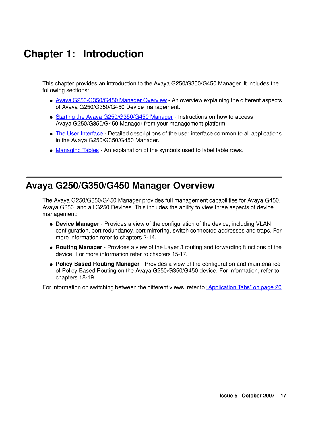 Avaya manual Introduction, Avaya G250/G350/G450 Manager Overview 