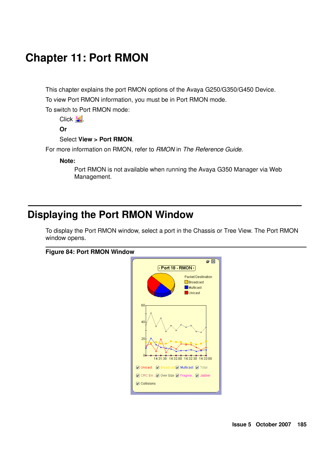 Avaya G250, G450 manual Displaying the Port Rmon Window 