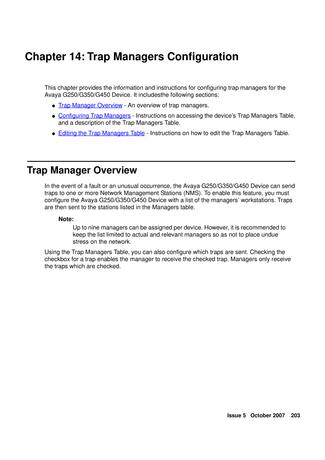 Avaya G250, G450 manual Trap Managers Configuration, Trap Manager Overview 