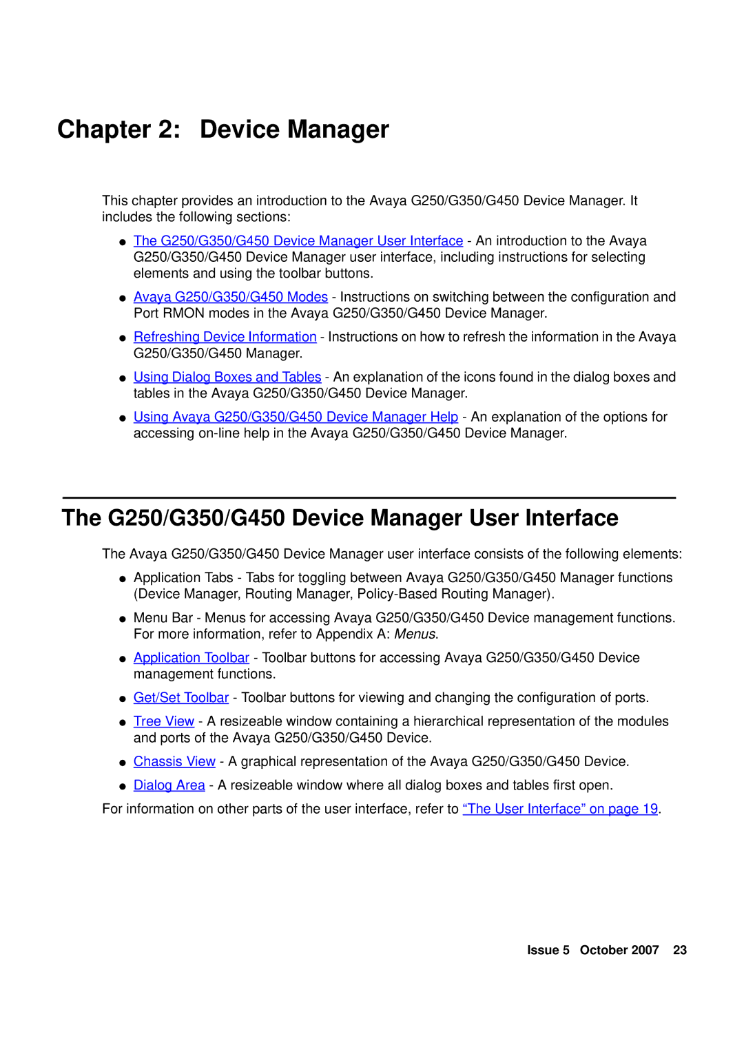 Avaya manual G250/G350/G450 Device Manager User Interface 