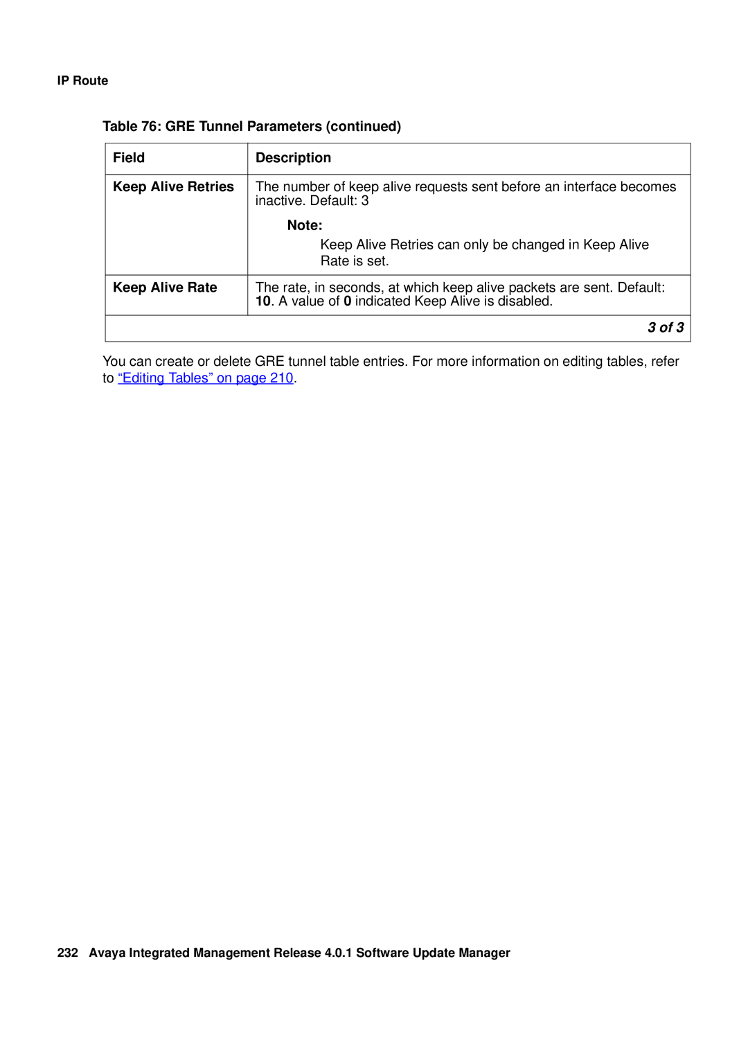 Avaya G450, G250 manual To Editing Tables on 