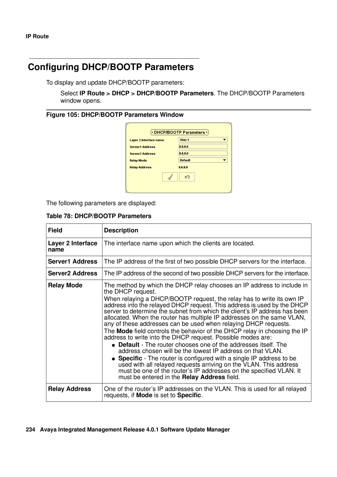 Avaya G450, G250 manual Configuring DHCP/BOOTP Parameters 