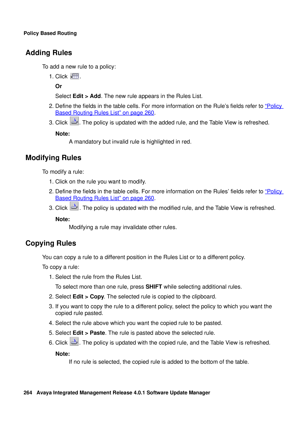 Avaya G450, G250 manual Adding Rules, Modifying Rules, Copying Rules 