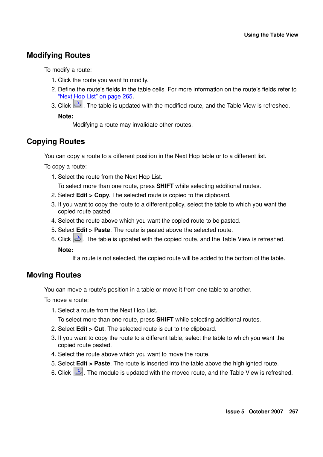 Avaya G250, G450 manual Modifying Routes, Copying Routes, Moving Routes 