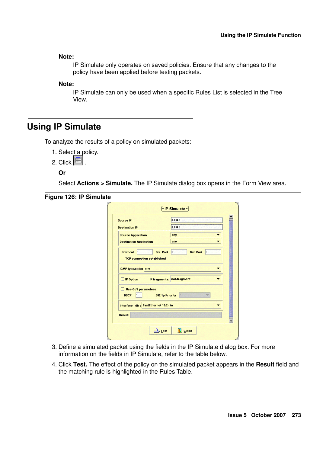 Avaya G250, G450 manual Using IP Simulate 