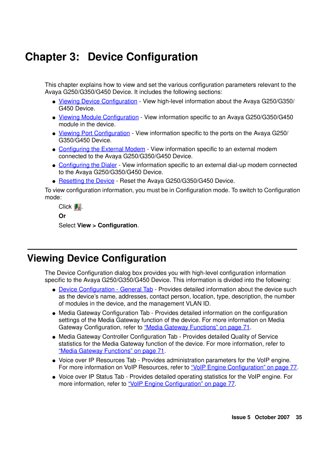 Avaya G250, G450 manual Viewing Device Configuration 