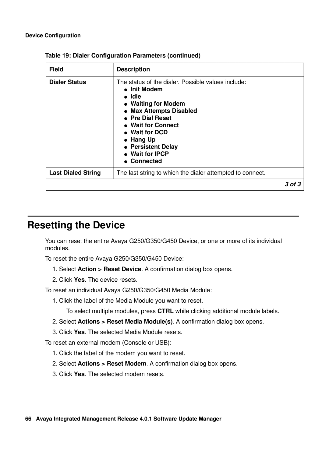 Avaya G450, G250 manual Resetting the Device 