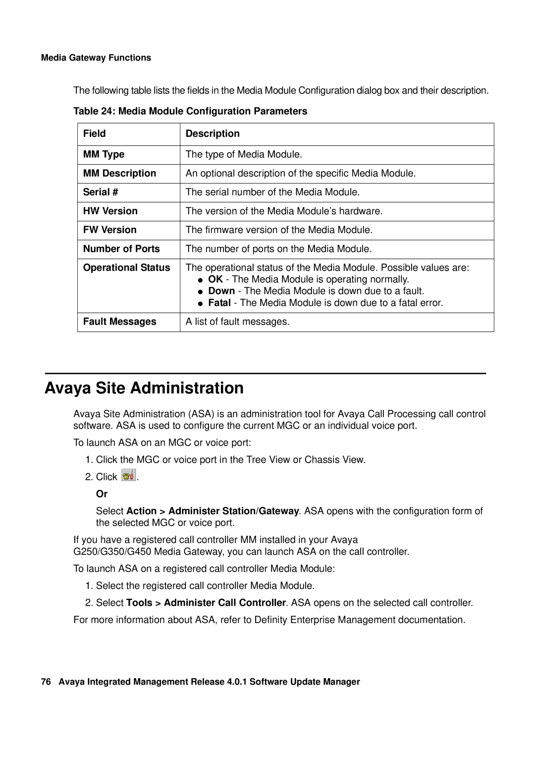 Avaya G450, G250 manual Avaya Site Administration 