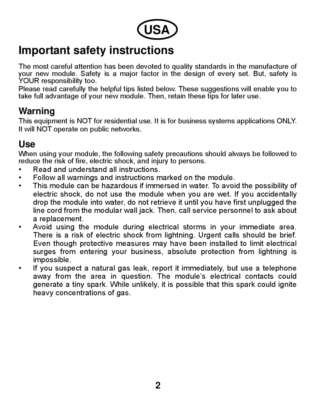 Avaya Gigabit Ethernet Adapter manual Important safety instructions, Use 