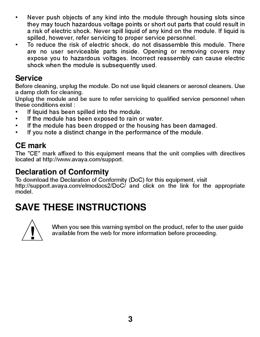 Avaya Gigabit Ethernet Adapter manual Service, CE mark Declaration of Conformity 