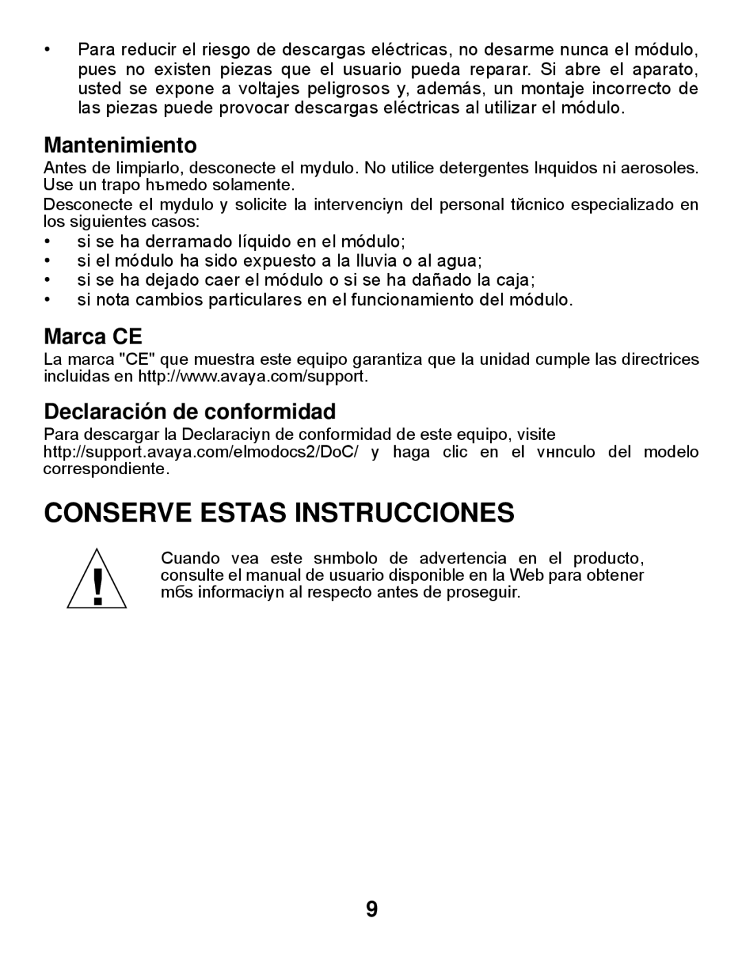 Avaya Gigabit Ethernet Adapter manual Conserve Estas Instrucciones, Mantenimiento, Marca CE Declaración de conformidad 