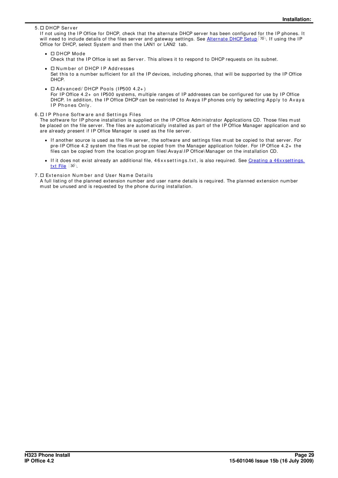 Avaya H323 manual Dhcp Server, ∙ o Dhcp Mode, ∙ o Number of Dhcp IP Addresses, ∙ o Advanced/DHCP Pools IP500 4.2+ 