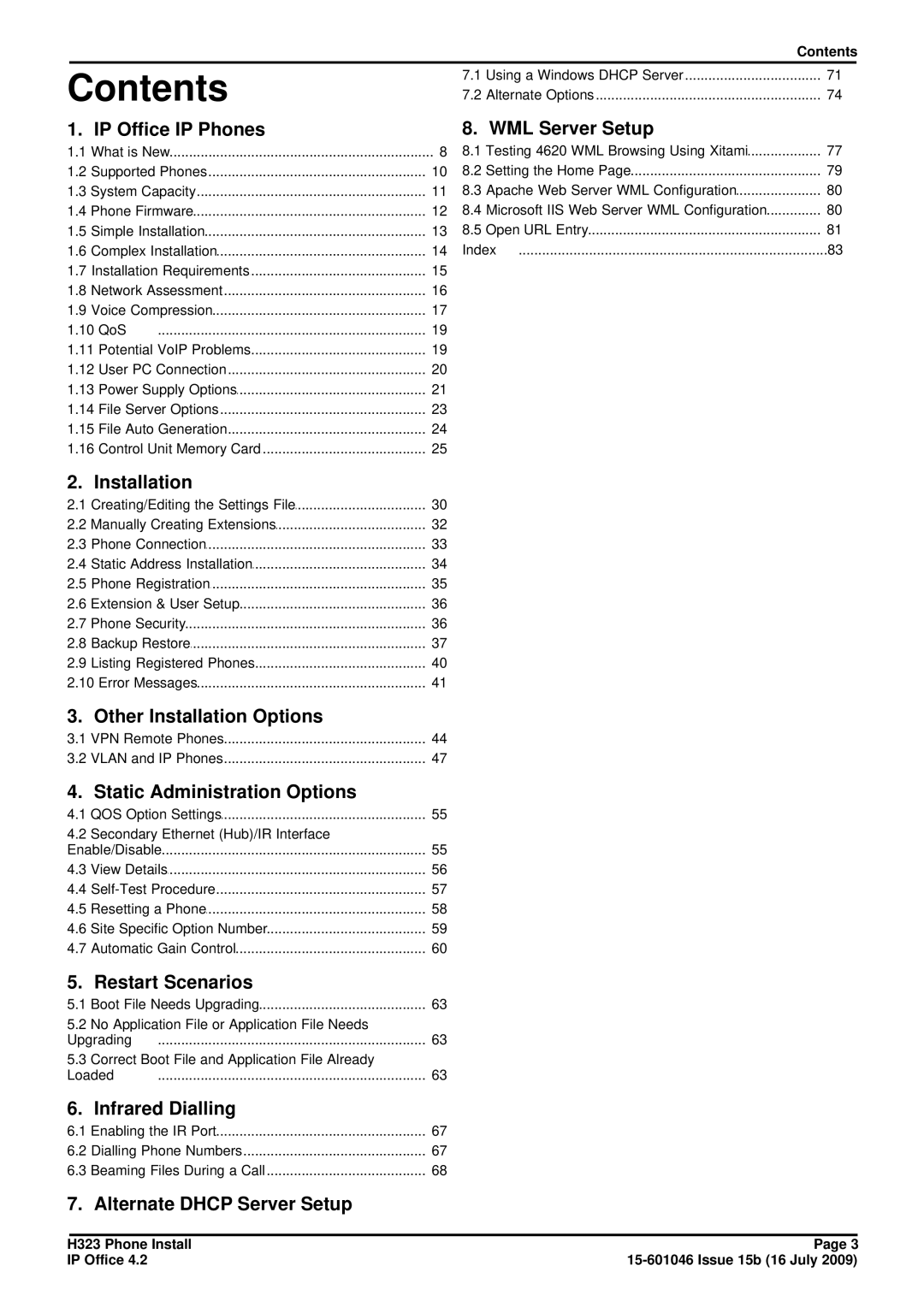 Avaya H323 manual Contents 