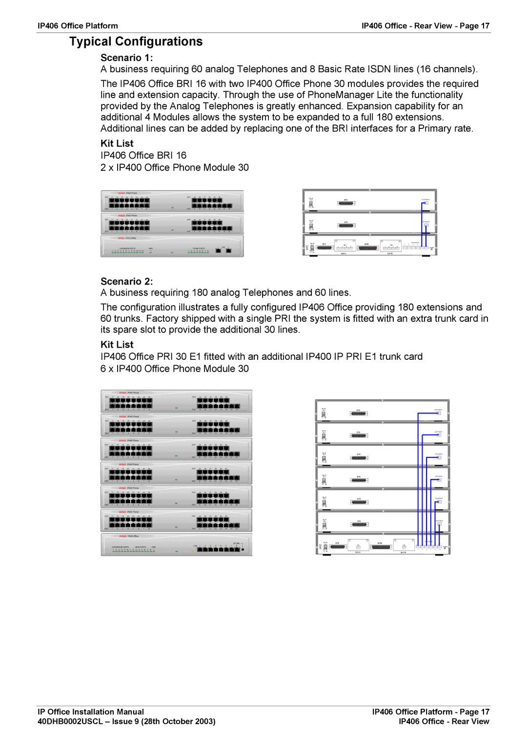 Avaya IP Office Phone installation manual Typical Configurations, IP406 Office BRI IP400 Office Phone Module 