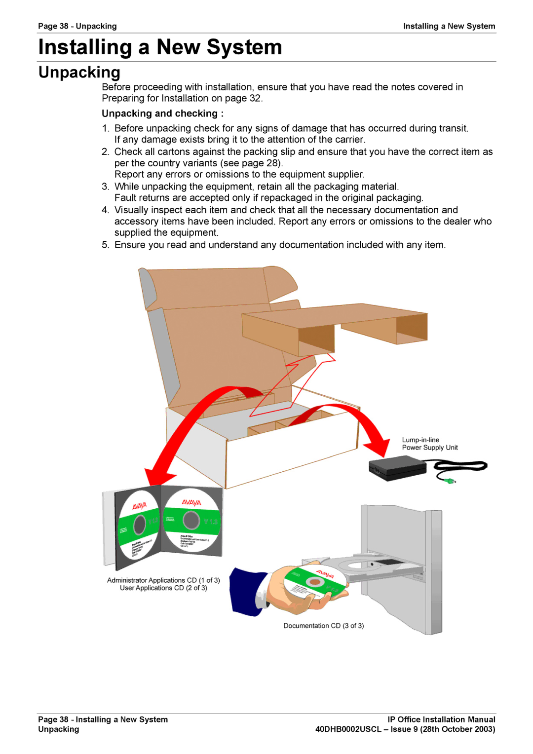 Avaya IP Office Phone installation manual Installing a New System, Unpacking and checking 