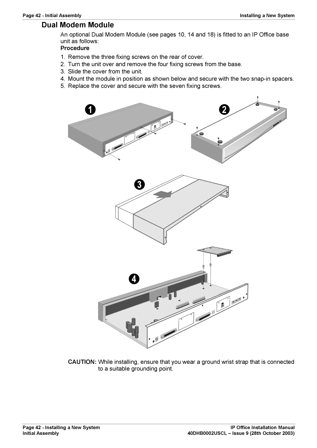 Avaya IP Office Phone installation manual Dual Modem Module 