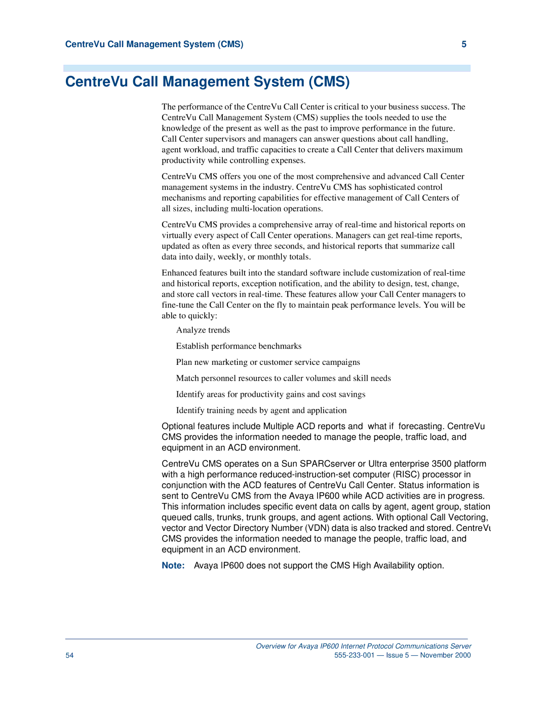 Avaya IP600 manual CentreVu Call Management System CMS 
