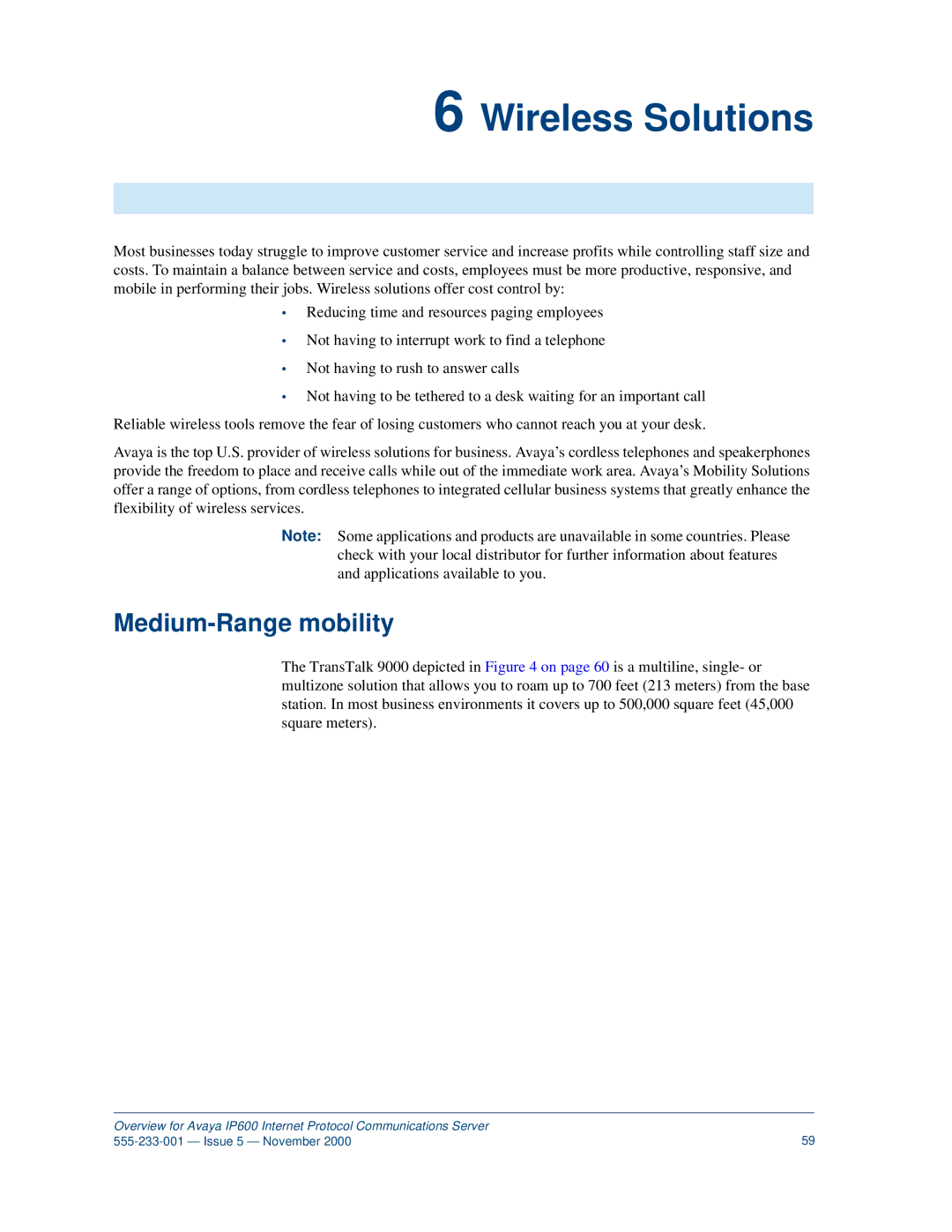 Avaya IP600 manual Wireless Solutions, Medium-Range mobility 