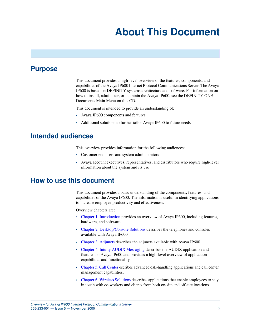 Avaya IP600 manual About This Document, Purpose, Intended audiences, How to use this document 