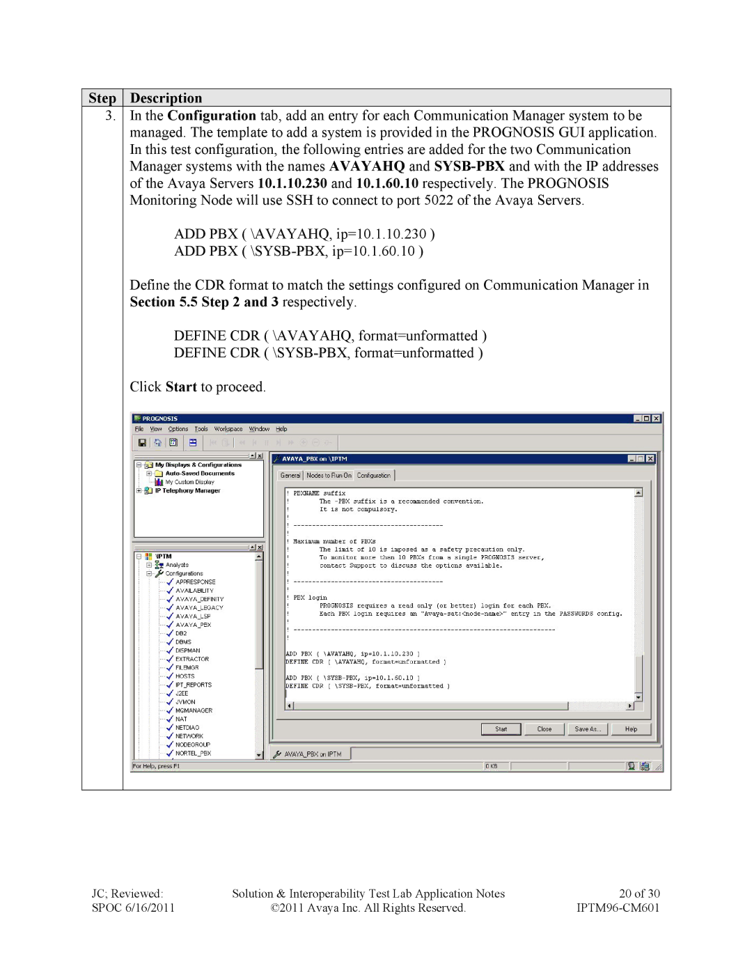 Avaya IPTM96-CM601 manual Step Description 