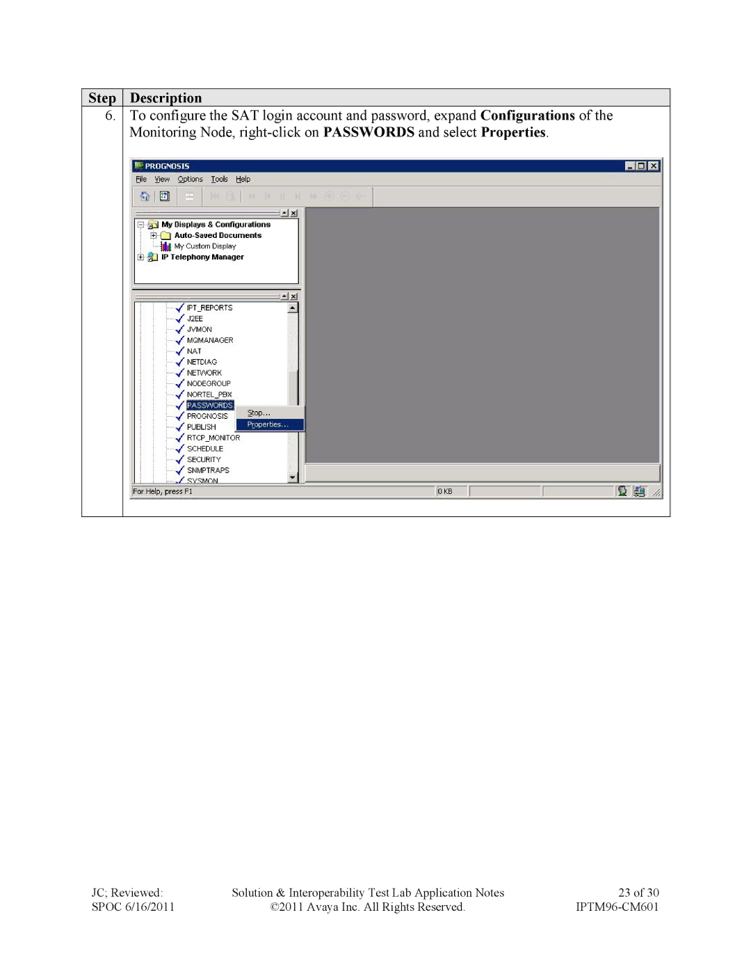 Avaya IPTM96-CM601 manual Step Description 